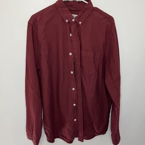 Express Classic Soft Wash Maroon Red Men's Button Down Shirt Long Sleeve VGCond